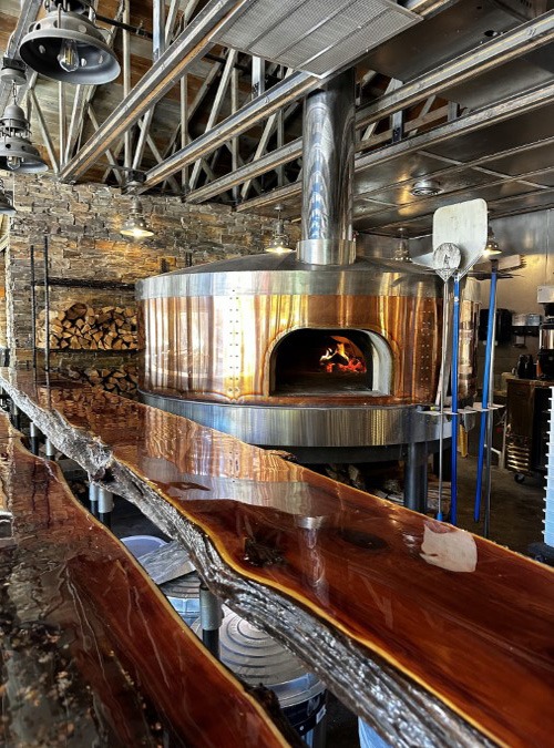 Wood fired pizza oven at Eruption Brewery in Lava Hot Springs Idaho