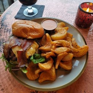 grassroots bison burger by eruption brewery and bistro in lava hot springs idaho