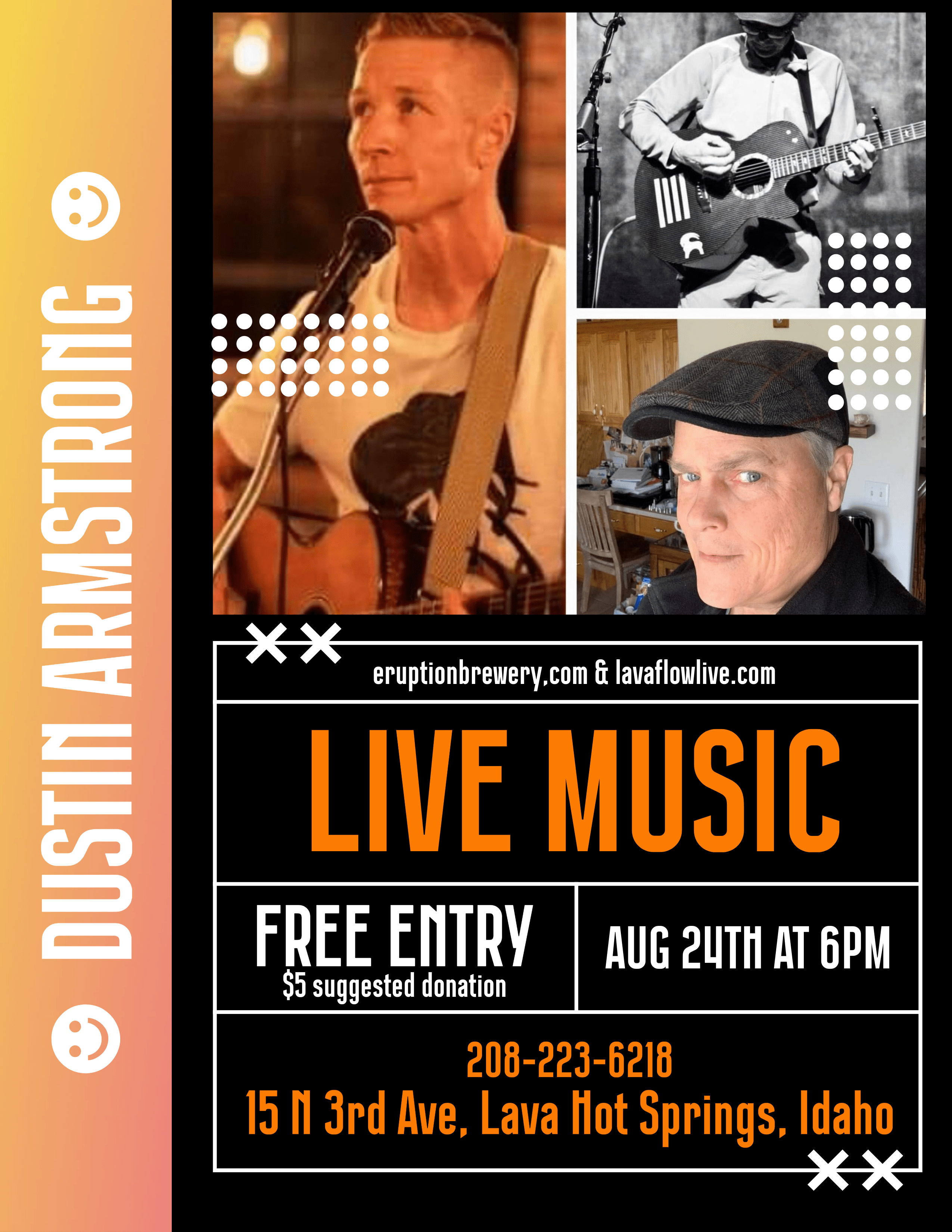 dustin armstrong live at eruption brewery and bistro flyer