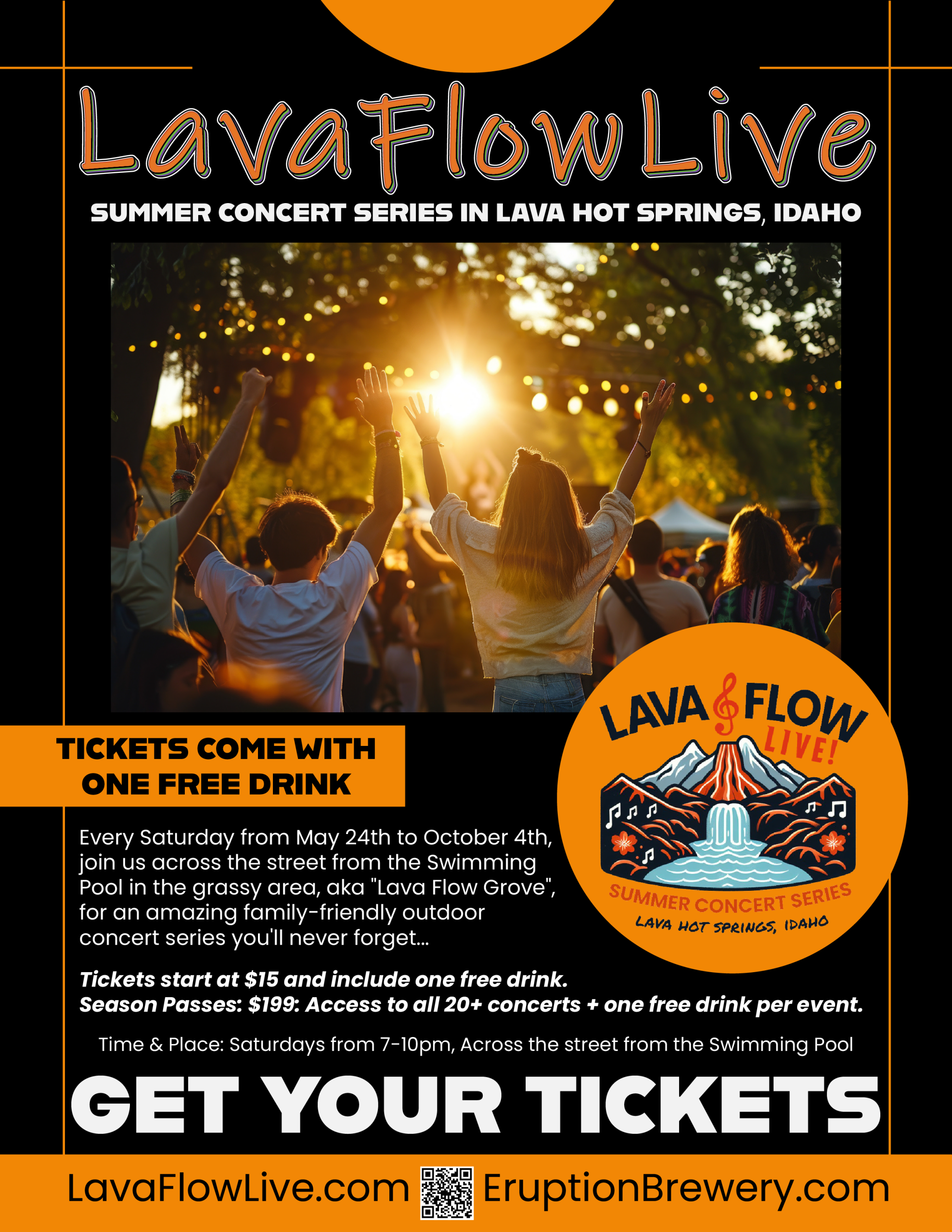 Lava Flow Live 2025 Flyer Summer Concert Series in Lava Hot Springs, Idaho